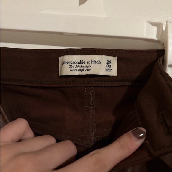 Abercrombie curve love brown leather pants, 00 - Picture 2 of 2